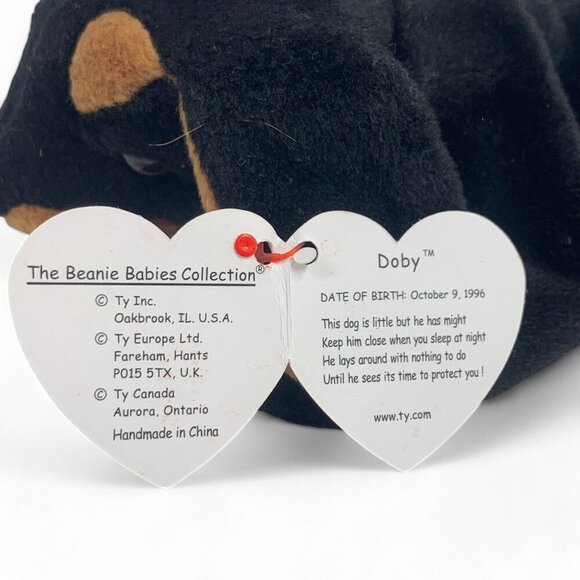 TY Beanie Babies Doby The Doberman Dog 8" Plush Toy Collectible 1996 NWT - Picture 2 of 6